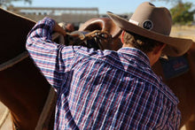 Load image into Gallery viewer, Reba - Red & Blue Plaid Full Button
