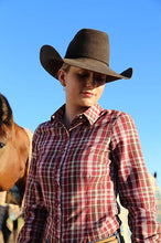 Load image into Gallery viewer, Reba - Linen Maroon Plaid Gal - Slim Fit