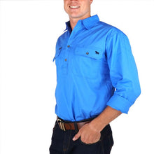 Load image into Gallery viewer, King River Half Button Work Shirt Blue