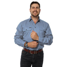 Load image into Gallery viewer, Boss Mens Half Button Work Shirt - Light Steel