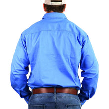 Load image into Gallery viewer, The Boss Mens Half Button Work Shirt Blue