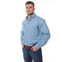 Load image into Gallery viewer, King River Half Button Work Shirt Denim Blue