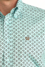 Load image into Gallery viewer, Cinch Men's Light Blue Geometric Print Shirt - MTW1106060