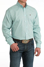 Load image into Gallery viewer, Cinch Men's Light Blue Geometric Print Shirt - MTW1106060