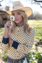 Load image into Gallery viewer, Cruel Girl Women's Long sleeve button up Checkered Gold - CTW529002