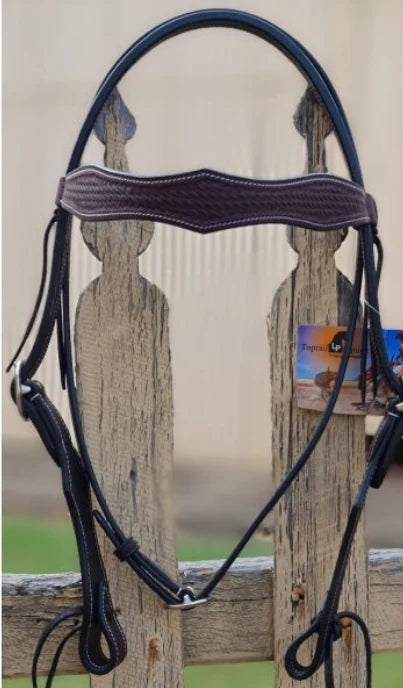 Bridle Diamond Browband Stamped Leather Bridle Natural Oil Colour - BR-2902A