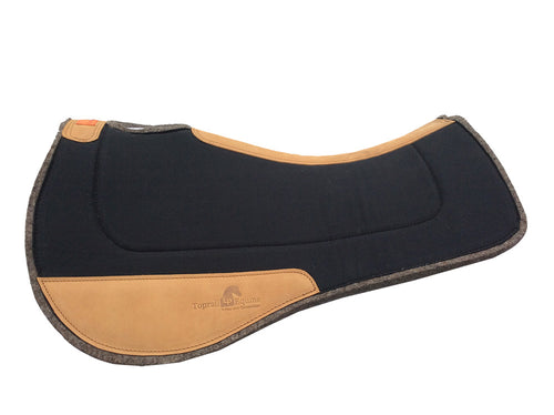 PAD451-BLK-18mm Saddle Pad- Contoured Pads with Leather Wear Black