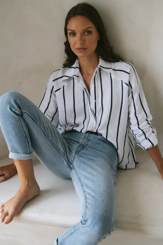 Billie Shirt Navy Stripe