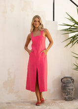 Load image into Gallery viewer, Goldie Dress Raspberry Linen