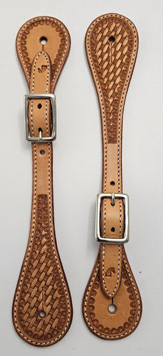 Basket Stamped Straight Spur Strap