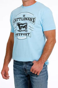 Cinch Men's Light Blue Short Sleeve Cattleman's Outpost Logo Graphic T-Shirt MTT1690584