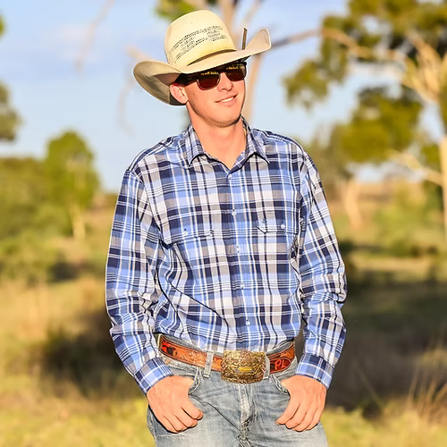 Reba - Blue & White Full Button