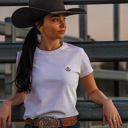 Women's White & Brown Tee