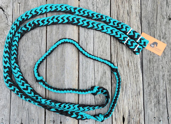 Barrel Racing Reins - Teal & Black