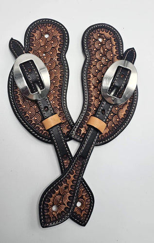 Ladies Tooled and Stamped Spur Strap