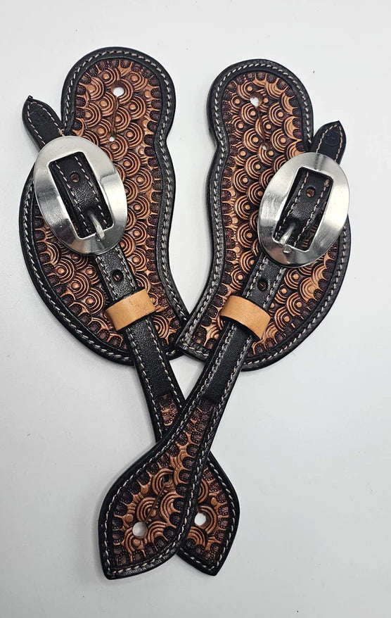 Ladies Tooled and Stamped Spur Strap