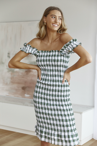 Eva Dress Olive Check