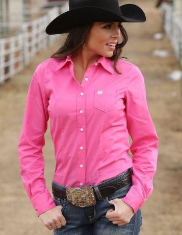 Cinch® MSW9164033 Ladies Solid Pink Button-Down Shirt