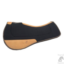 Load image into Gallery viewer, BLACK SADDLE PAD. CONTOURED WOOL/FELT WITH LEATHER WEAR PADS