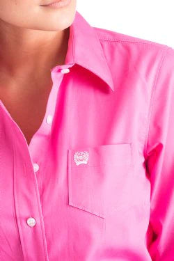 Cinch® MSW9164033 Ladies Solid Pink Button-Down Shirt