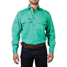 Load image into Gallery viewer, King River Half Button Work Shirt Green