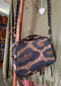 Leopard Mini Curved Crossbody Bag Extra Long rope.