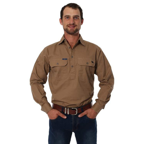 King River Half Button Work Shirt Clay