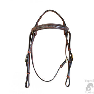 BRIDLE HS001 -  PLAITED THIN BROWBAND LEATHER BRIDLE - DARK