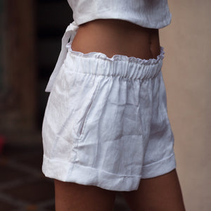 LJC Designs ZOE Shorts WHITE Linen
