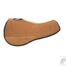 Load image into Gallery viewer, TAN SADDLE PAD. CONTOURED WOOL/FELT PAD WITH LEATHER WEAR PADS
