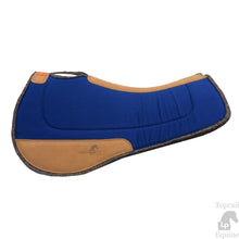 Load image into Gallery viewer, ROYAL BLUE SADDLE PAD.  CONTOURED WOOL/FELT WITH LEATHER WEAR PADS