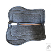 Load image into Gallery viewer, BLACK SADDLE PAD. CONTOURED WOOL/FELT WITH LEATHER WEAR PADS