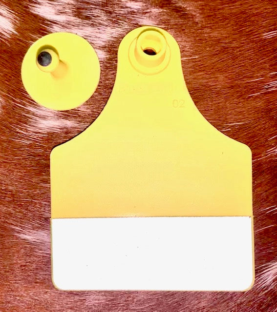 Large Yellow Reflective Ear Tags WITH Buttons